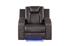 Load image into Gallery viewer, Galaxy Home Benz LED &amp; Power Recliner Chair in Brown image
