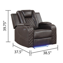 Load image into Gallery viewer, Galaxy Home Benz LED &amp; Power Recliner Chair in Brown
