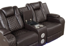 Load image into Gallery viewer, Galaxy Home Benz LED &amp; Power Reclining Loveseat in Brown
