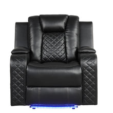 Load image into Gallery viewer, Galaxy Home Benz LED &amp; Power Recliner Chair in Black image
