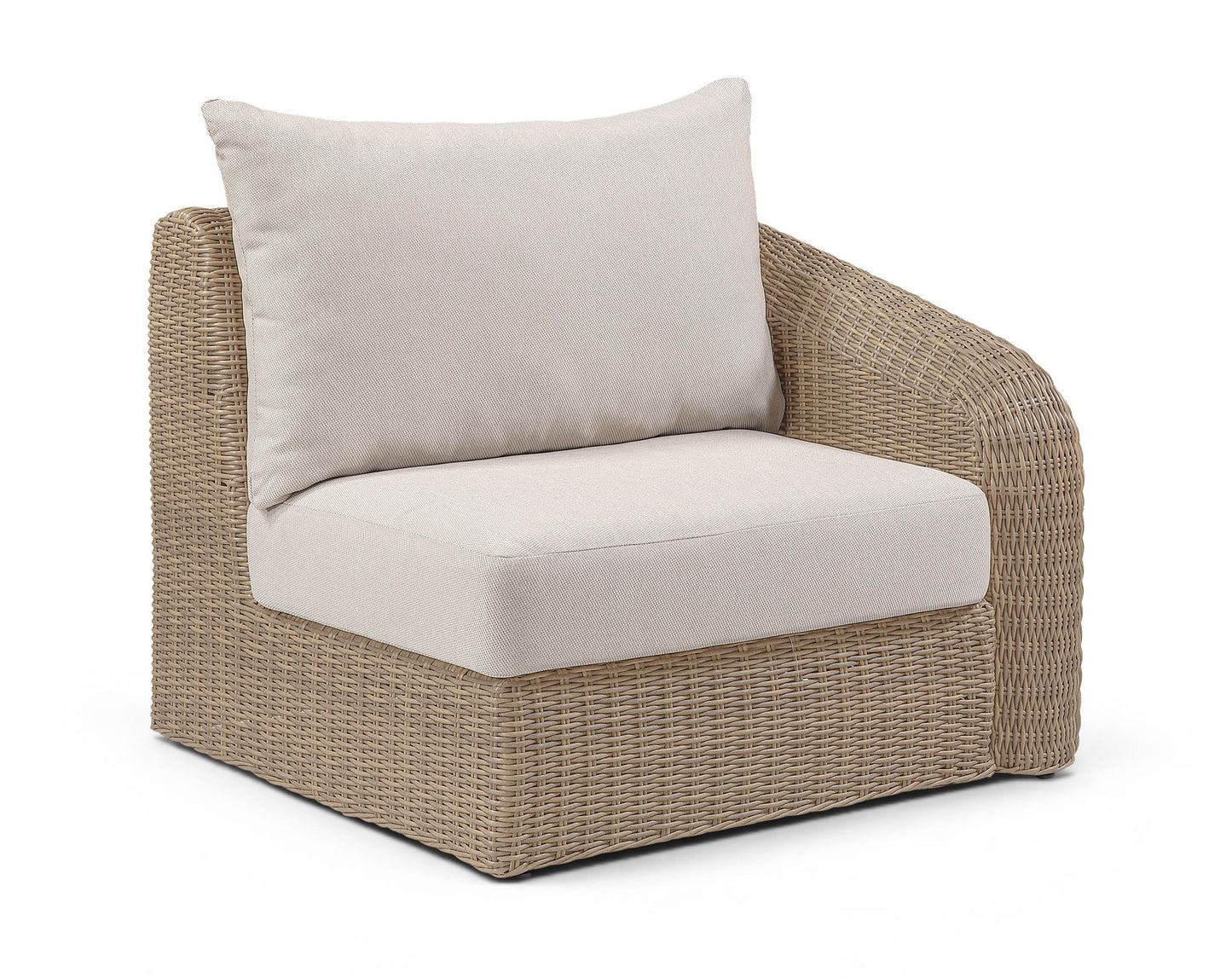 Seacrest - Olefin Water Resistant Fabric And Wicker Outdoor Patio Right Arm Chair