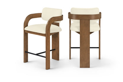 Cedra - Velvet Performance Fabric Upholstered Counter Stool - Brown Frame