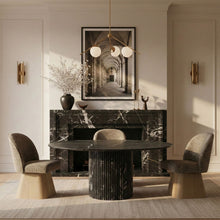 Load image into Gallery viewer, Marlowe - Linen Textured Fabric Upholstered Swivel Dining Side Chair - Stained Natural
