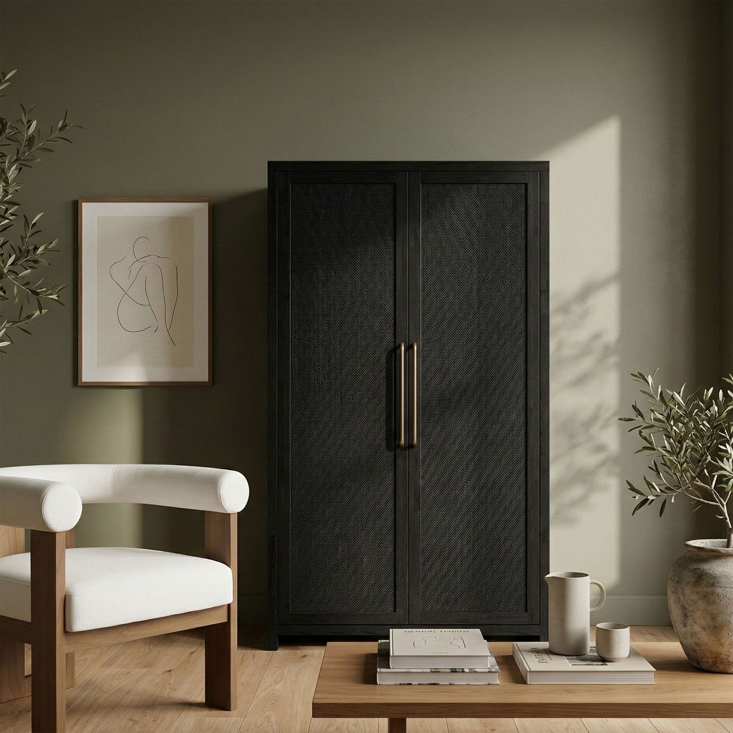 Vana - Solid Wood, Oak Veneer And Stainless Steel Storage Cabinet