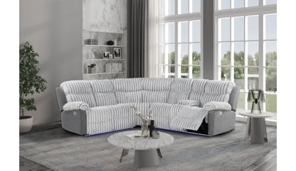 U6028 - Fabric Right Arm Facing Console Reclining Loveseat With LED - Gray