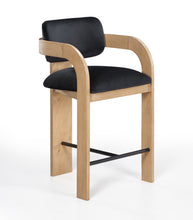 Load image into Gallery viewer, Cedra - Velvet Performance Fabric Upholstered Counter Stool - Natural Frame
