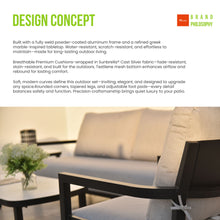 Load image into Gallery viewer, Outdoor Patio Furniture, Chat Set, Sunbrella Cushions And Side Table
