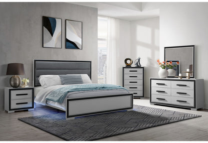 Amelia - Queen Bed King Bed Siderails With LED - Gray Black