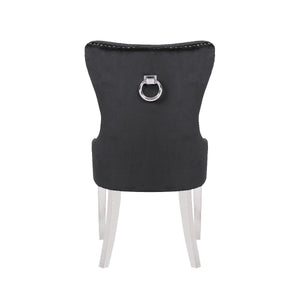 Galaxy Home Erica Stainless Steel Legs Dining Chair (Set of 2) in Black