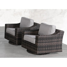Load image into Gallery viewer, Outdoor Swivel Patio Chair With Cushions (Set of 2) - Brown
