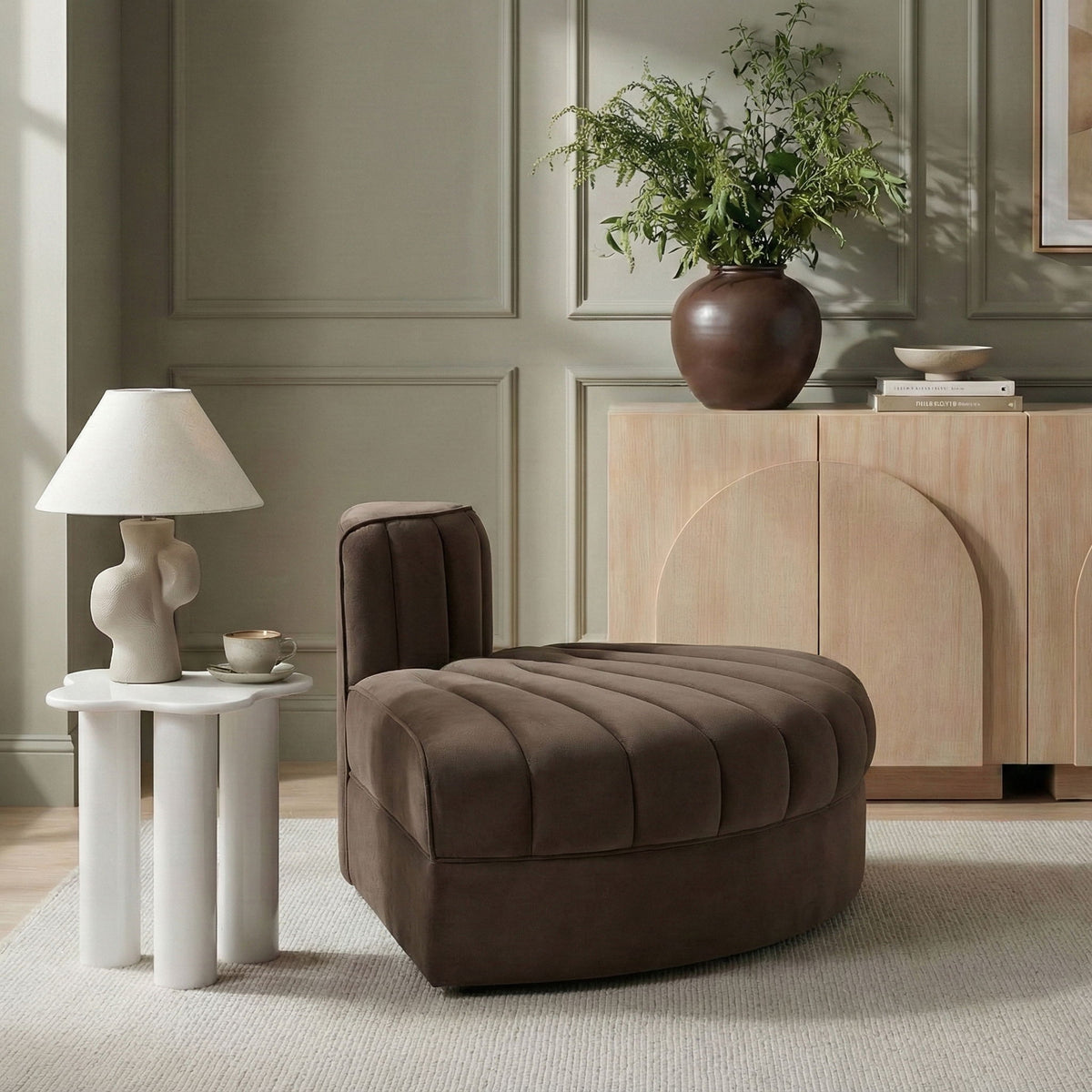 Rummi - Velvet Performance Fabric Upholstered Modular Chair