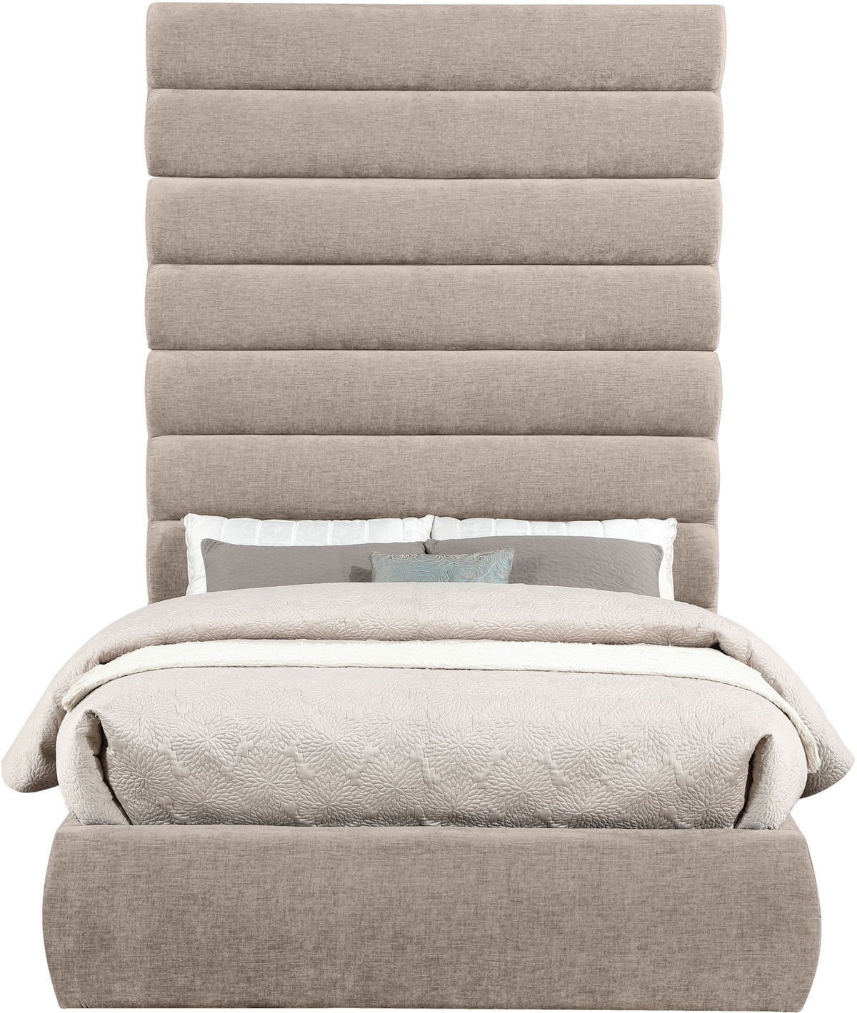 Adam - Chenille Fabric Bed With 89" Headboard