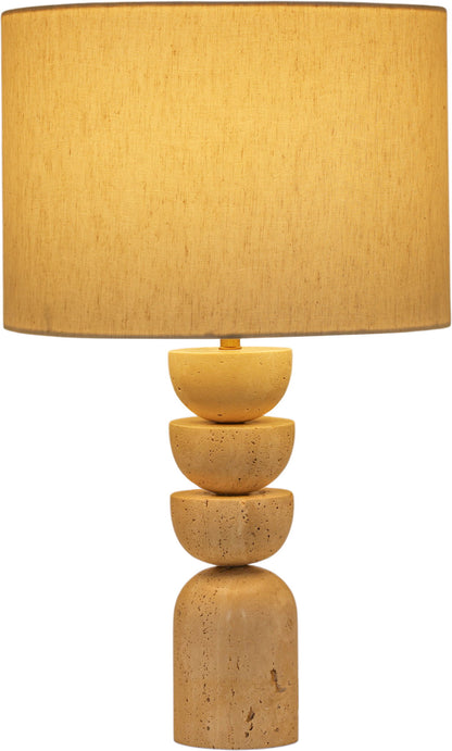 Opus - Travertine, Linen Textured Fabric And Brass Table Lamp - Travertine