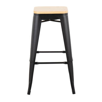 Oregon - Contemporary Barstool (Set of 2) - Black / Natural