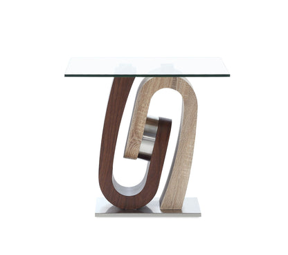 T4126 - End Table Column - Dark Brown / Oak
