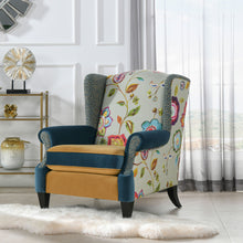 Load image into Gallery viewer, Anya - Boho Chic Wingback Accent Arm Chair - Floral / Leopard / Blue Teal / Yellow Gold
