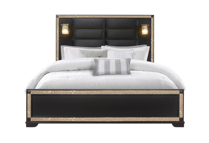 Blake - King Bed Headboard & Footboard - Black / Gold