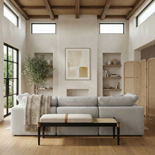 Load image into Gallery viewer, Nara - Linen Textured Fabric Upholstered Bench - Painted Black
