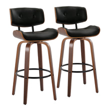 Load image into Gallery viewer, Lombardi - Mid-Century Modern Fixed Height Barstool With Swivel With Round Footrest (Set of 2)
