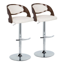 Load image into Gallery viewer, Pino - Mid-Century Modern Adjustable Barstool With Swivel With Rounded T Footrest (Set of 2) - Chrome / Cherry / White
