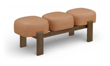 Load image into Gallery viewer, Woodcrest - Vegan Leather Upholstered Bench - Painted Brown Walnut Base
