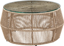 Load image into Gallery viewer, Coastline - Tempered Glass Top And Wicker Outdoor Patio Coffee Table - Natural | Natural
