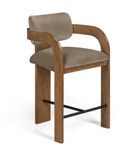 Load image into Gallery viewer, Cedra - Velvet Performance Fabric Upholstered Counter Stool - Brown Frame
