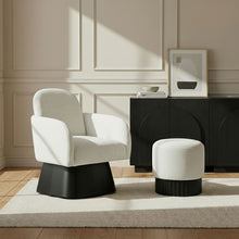 Load image into Gallery viewer, Marlowe - Linen Textured Fabric Upholstered Swivel Accent Chair - Stained Black
