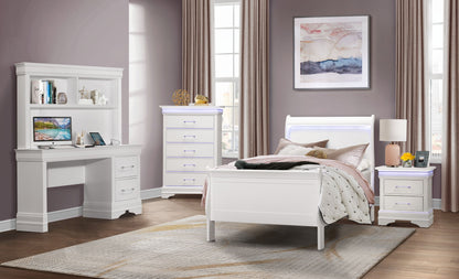 Charlie - Twin Bed With LED Side Rails - White