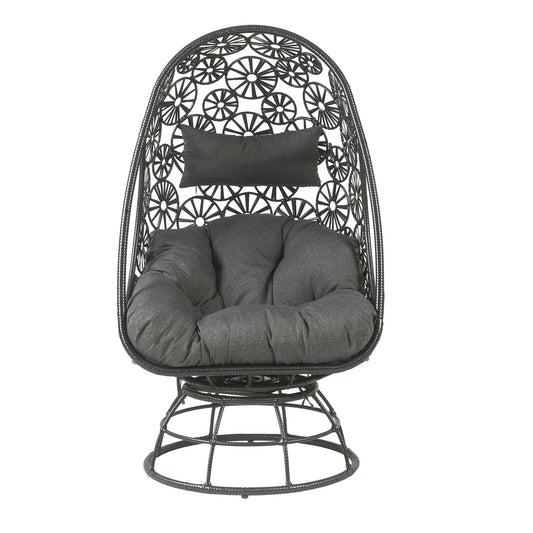 Hikre - Patio Lounge Chair & Side Table - Black / Charcoal