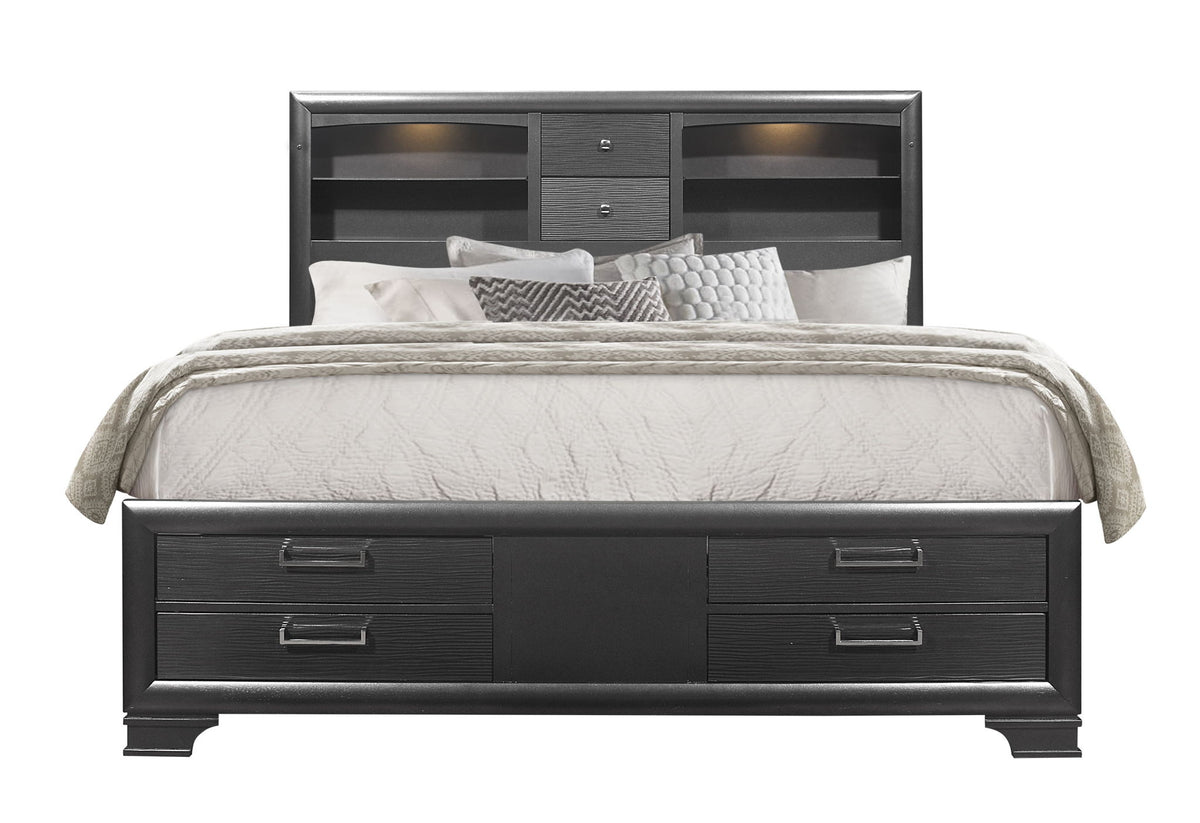 Jordyn - Queen / King Bed Side Rails & Storage - Gray