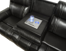 Load image into Gallery viewer, U68 - LED Power Reclining Sofa With EMM Control Panel, Dropdown Table, Bluetooth Speaker &amp; Wireless - Black
