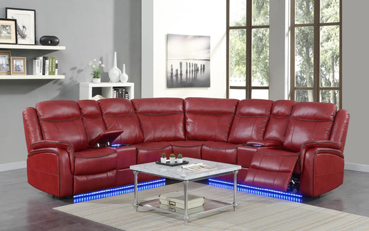 U37 - 3 Piece Power Reclining Sectional (2 Power) - Red