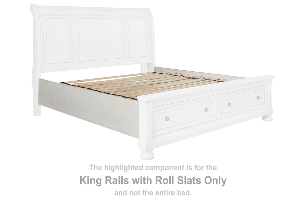 Robbinsdale - King Rails with Roll Slats - Antique White