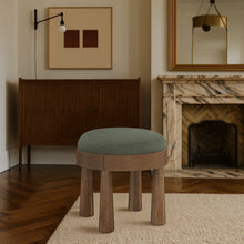 Load image into Gallery viewer, Larea - Linen Textured Fabric Upholstered Ottoman - Walnut Base
