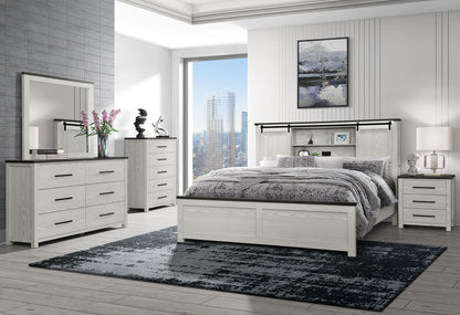 Ava - Queen Bed Headboard With Bluetooth Speakers, USB And LED Lights And Footboard - Beige