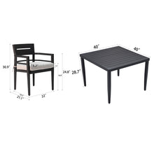 Load image into Gallery viewer, Outdoor Modern Dining Set, Chairs Sunbrella Cushioned And Dining Table With Umbrella Hole
