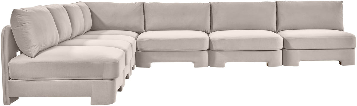 Hammond - Velvet Performance Fabric Upholstered 7 Piece Armless Sectional