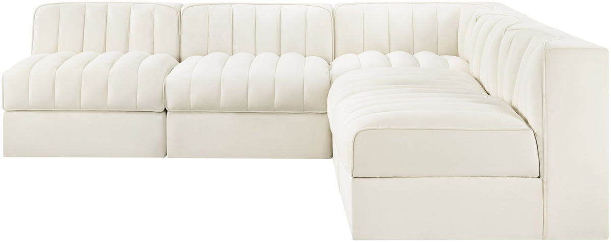 Rummi - Armless Velvet Performance Fabric Upholstered 5 Piece Modular Sectional