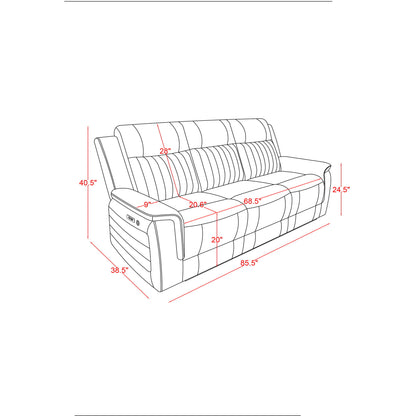 Ian - Power Reclining Sofa With LED & Global Surround System - Charcoal