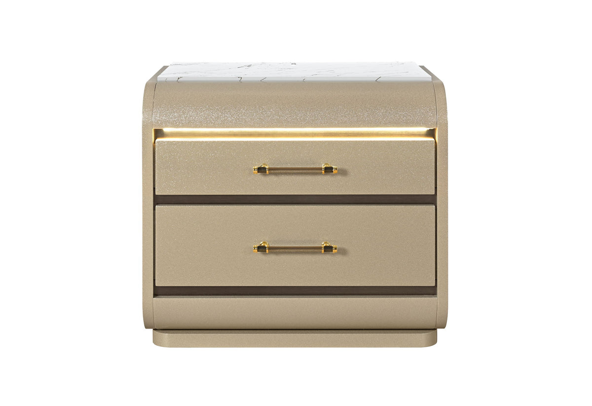 Genesis - Nightstand With LED - Gold