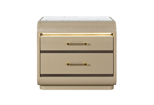 Genesis - Nightstand With LED - Gold