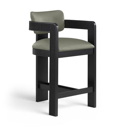 Sacha - Vegan Leather Upholstered Counter Stool With Black Base