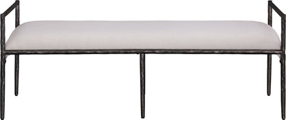 Axis - Linen Textured Beige Fabric Upholstered Bench - Ego Home Furniture