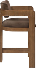 Load image into Gallery viewer, Sacha - Velvet Stool With Brown Base

