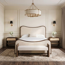 Load image into Gallery viewer, Hickory - Fabric Upholstered Bench - Brown Frame
