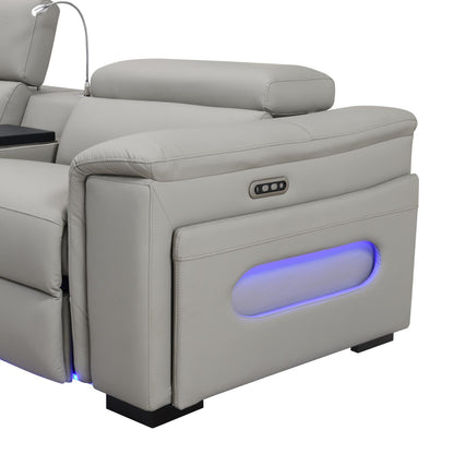 U25 - 3 Piece Power Reclining Sectional With Bluetooth Speaker, Wireless Charger, And Fridge - Gray - Ego Home Furniture