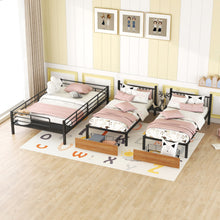 Load image into Gallery viewer, Full Over Twin-Twin Triple Bunk Bed With Drawers And Staircase - Black
