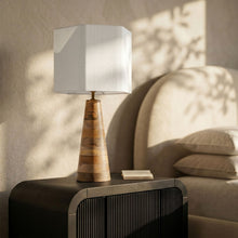 Load image into Gallery viewer, Juniper - Mango Wood Base And Linen Textured Fabric Shade Table Lamp
