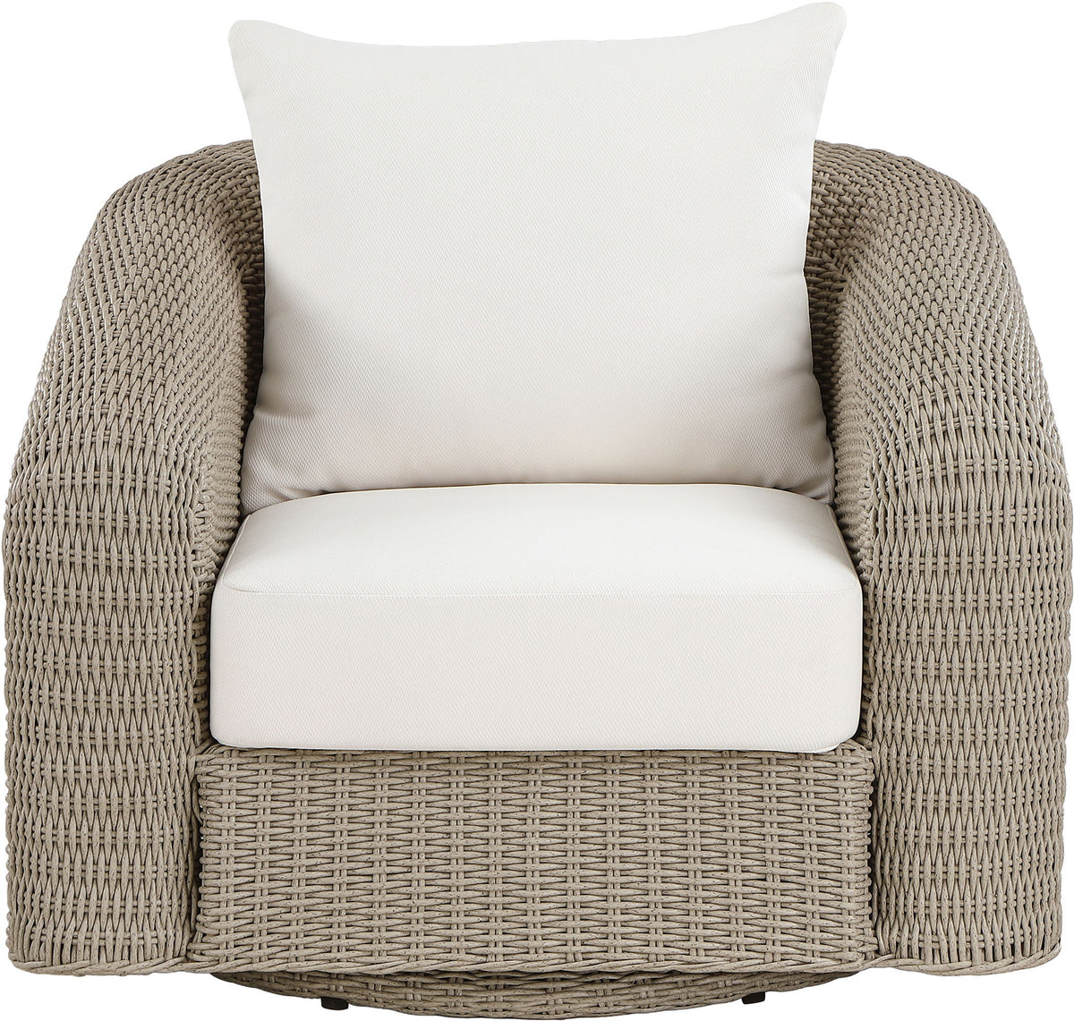 Seacrest - Olefin Water Resistant Fabric And Wicker Outdoor Patio Swivel Chair